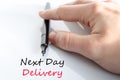 Next day delivery text concept Royalty Free Stock Photo