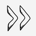 Next forward vector icon. Drawing sketch illustration hand drawn line eps10 Royalty Free Stock Photo