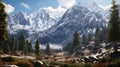 Next Gen Alpine Scenery: A View of the Mountain Range with Few T