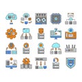 next gen data center automation icons set vector Royalty Free Stock Photo