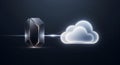 Next-Gen Server Transferring Data to Secure Cloud: Advanced AI-Generated Concept for IT Professionals. Royalty Free Stock Photo