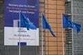 `Next Generation EU` banner on the front of the headquarters of the European Commission Royalty Free Stock Photo