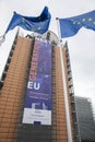 `Next Generation EU` banner on the front of the headquarters of the European Commission Royalty Free Stock Photo