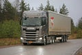 Next Generation Scania Semi Truck on Rural Highway Royalty Free Stock Photo