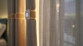 In the next image we see a closeup of the smart curtains security feature. With the use of motion sensors the curtains