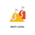 next level icon. upgrade, long term ambition, future aspiration concept symbol design, way to success, reach goal, higher and