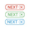 Next and previous buttons for web icon various color white background Royalty Free Stock Photo