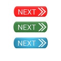 Next and previous buttons for web icon various color white background 3d Royalty Free Stock Photo