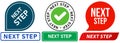 Next step plan future movement idea progress process development moving stamp colorful badges emblem label sticker
