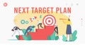 Next Target Plan Landing Page Template. Business Characters Team Climbing Stairs. Business People Reach Aim, Teamwork Royalty Free Stock Photo