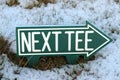 Next tee sign in winter snow Royalty Free Stock Photo
