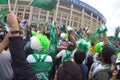 Next to the Luzhniki stadium in Moscow, gather fans for Saudi Arabia Royalty Free Stock Photo