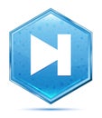 Next track icon crystal blue hexagon button