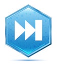 Next track playlist icon crystal blue hexagon button