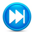 Next track playlist icon glass shiny blue round button isolated design vector illustration Royalty Free Stock Photo