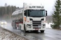 NextGen Scania R500 Truck of Cemt-Trans on Rainy Highway Royalty Free Stock Photo