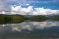 Neyyar Dam lake view, beautiful sky and wood land Royalty Free Stock Photo