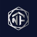 NF Initial letter hexagonal logo vector