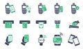 NFC Cashless Wireless Payment Technology Glyph Pictogram. ATM Money Withdraw Icon. Pay Transaction by Mobile Phone Royalty Free Stock Photo