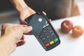 Nfc contactless payment by credit card and pos terminal Royalty Free Stock Photo