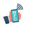 NFC icon. Payment with smartphone. Royalty Free Stock Photo