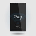 Nfc payment illustration. Mobile payment trough POS. Making wireless transactions. Royalty Free Stock Photo