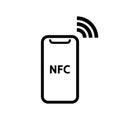 NFC payment with mobile phone / smartphone flat vector icon for apps and websites. Vector illustration Royalty Free Stock Photo