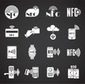 NFC related icons set on background for graphic and web design. Creative illustration concept symbol for web or mobile