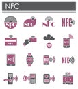 NFC related icons set on background for graphic and web design. Creative illustration concept symbol for web or mobile