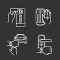 NFC technology chalk icons set