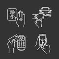 NFC technology chalk icons set