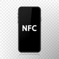 NFC technology. Contactless wireless pay sign logo. Near Field Communication nfc payment concept. NFC payment with mobile phone. Royalty Free Stock Photo