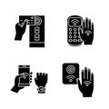 NFC technology glyph icons set