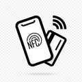 NFC technology will help you pay less with your mobile phone or credit card. Vector illustration