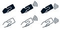 NFC wireless payment technology set icons, contactless payment, credit card tap pay wave logo, near field communication signs