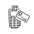 NFC Wireless Transaction Credit Card Icon. Cashless Pay on POS Pictogram. Tap Bank Card to Terminal for Pay Contactless