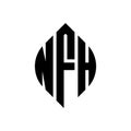 NFH circle letter logo design with circle and ellipse shape. NFH ellipse letters with typographic style. The three initials form a Royalty Free Stock Photo