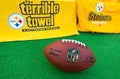 NFL Pittsburgh Steelers equipment with NFL official bal Royalty Free Stock Photo