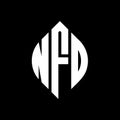NFO circle letter logo design with circle and ellipse shape. NFO ellipse letters with typographic style. The three initials form a Royalty Free Stock Photo