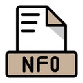 Nfo file icon colorful style design. document format text file icons, Extension, type data, vector illustration Royalty Free Stock Photo