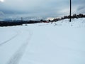 footprints in the snow Royalty Free Stock Photo