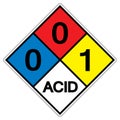 NFPA Diamond 704 0-0-1 ACID Symbol Sign, Vector Illustration, Isolate On White Background Label. EPS10 Royalty Free Stock Photo