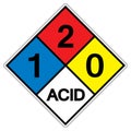 NFPA Diamond 704 1-2-0 ACID Symbol Sign, Vector Illustration, Isolate On White Background Label. EPS10