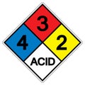 NFPA Diamond 704 4-3-2 ACID Symbol Sign, Vector Illustration, Isolate On White Background Label. EPS10 Royalty Free Stock Photo