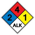 NFPA Diamond 704 2-4-1 ALK Symbol Sign, Vector Illustration, Isolate On White Background Label. EPS10 Royalty Free Stock Photo
