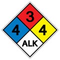 NFPA Diamond 704 4-3-4 ALK Symbol Sign, Vector Illustration, Isolate On White Background Label. EPS10 Royalty Free Stock Photo