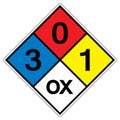 NFPA Diamond 704 3-0-1 OX Symbol Sign, Vector Illustration, Isolate On White Background Label. EPS10