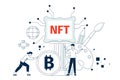 Nft art concept. Innovation artistic, money token transfer. Digital culture sale, future exhibit create. Cryptocurrency