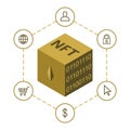 NFT and blockchain concept with related icons