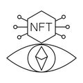 NFT coin line icon, unique token and blockchain, non fungible token vector icon, vector graphics, editable stroke